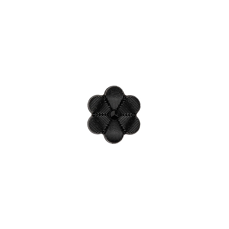 Italian Black Flower Shank Back Nylon Button – 17L/10.5mm
