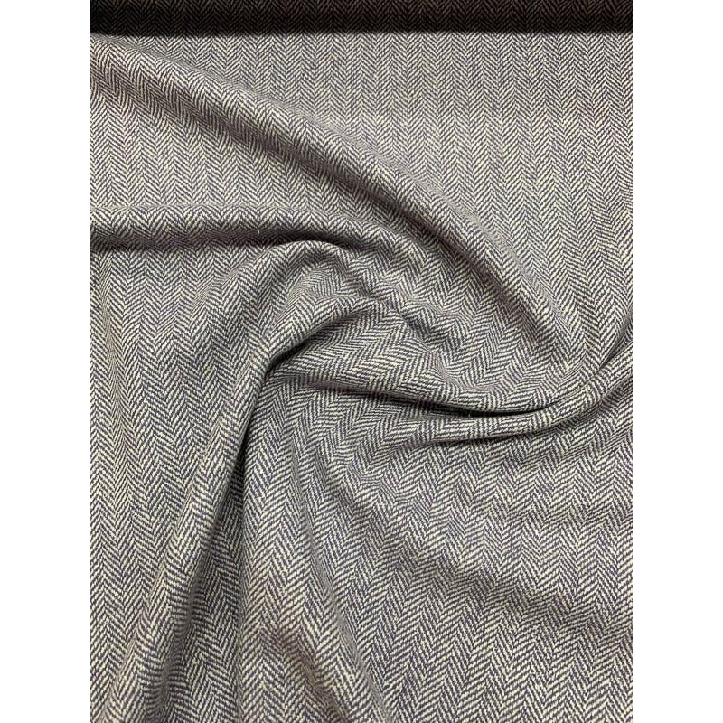 Italian Herringbone Wool Tweed – Purple / White Fabric by the Yard