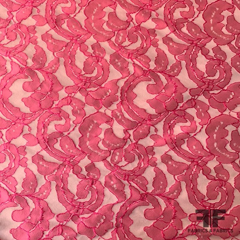 Italian Lace Patterned Brocade – Magenta Fabric by the Yard