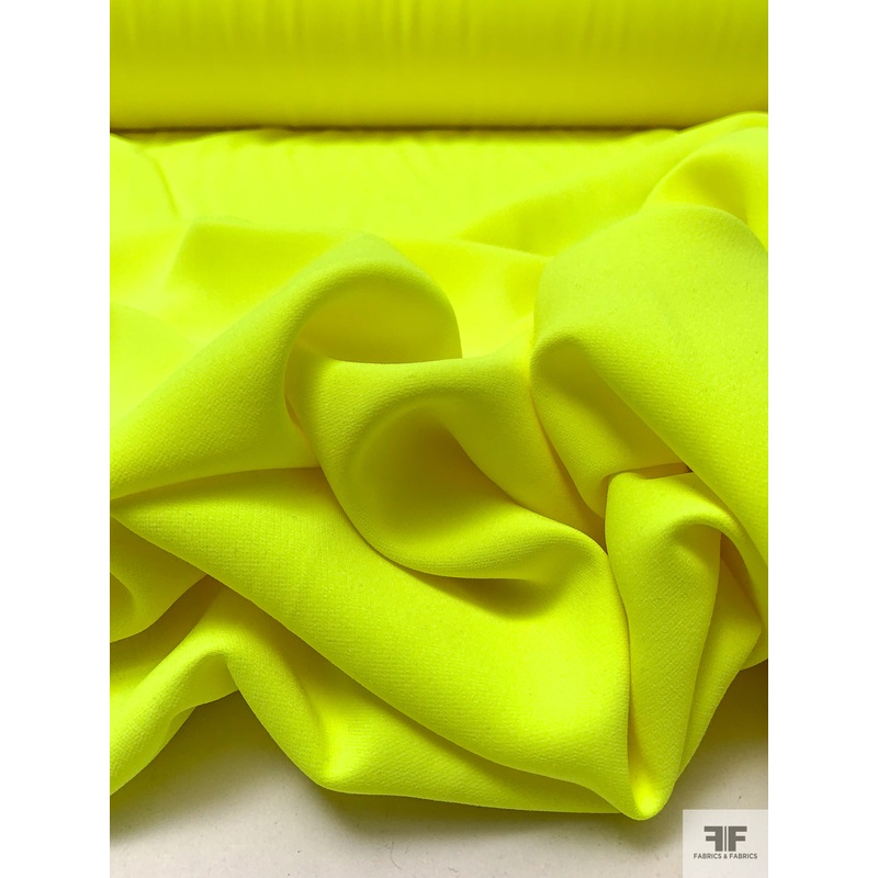 Solid Stretch Double Crepe – Fluorescent Yellow Fabric by the Yard