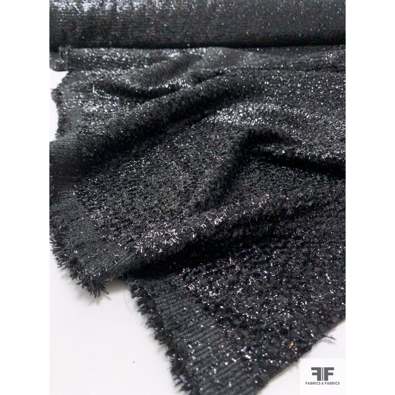 Glam Novelty Suiting with Lurex – Black Fabric by the Yard