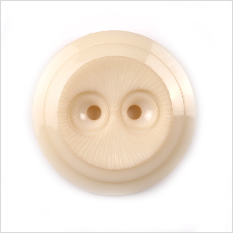 Plastic 2-Hole Button – 44L/28mm – Ivory Dish Shaped with Radiating Textured Center