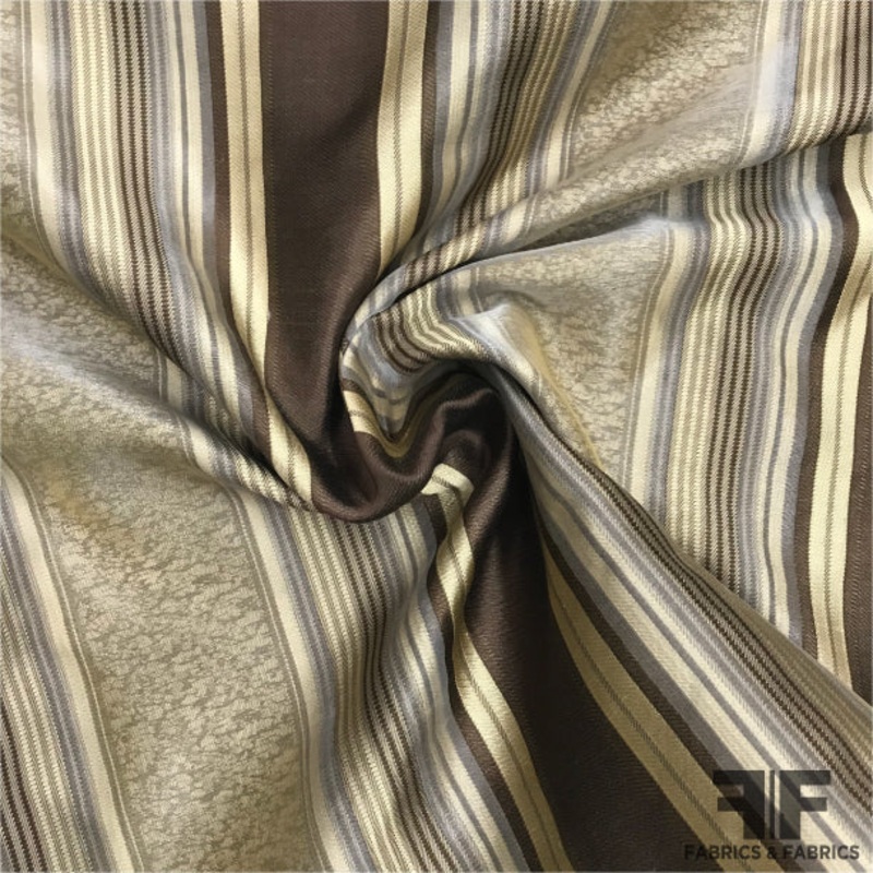 Silk Organza-Faced Jacquard – Brown/Tan Fabric by the Yard