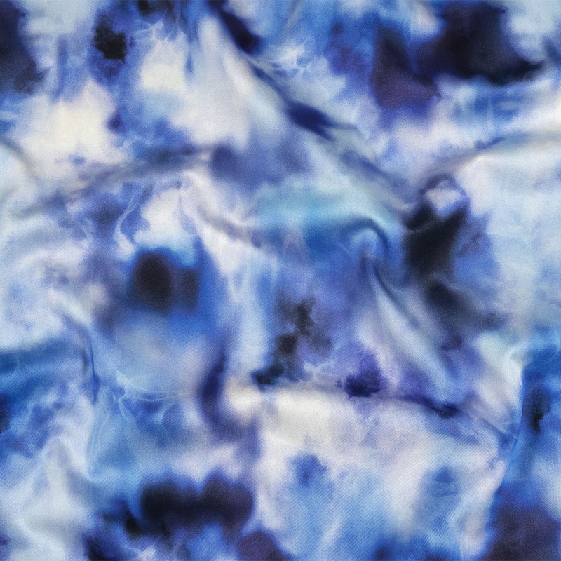 Stretch Cotton Sateen – Blue Tie Dye – High Tide Print – Mood Exclusive Indigo Collection