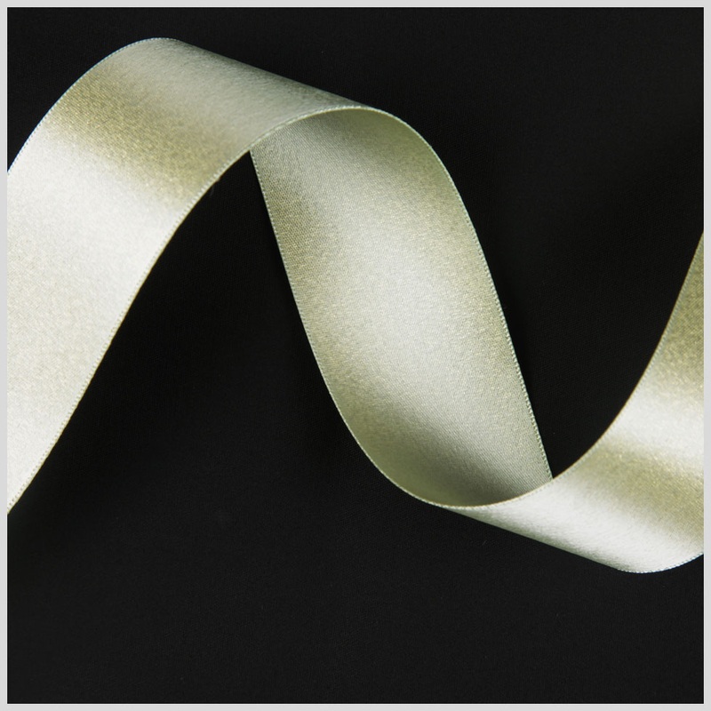 1.5″ Celadon/Gold Double Face Metallic Satin Ribbon