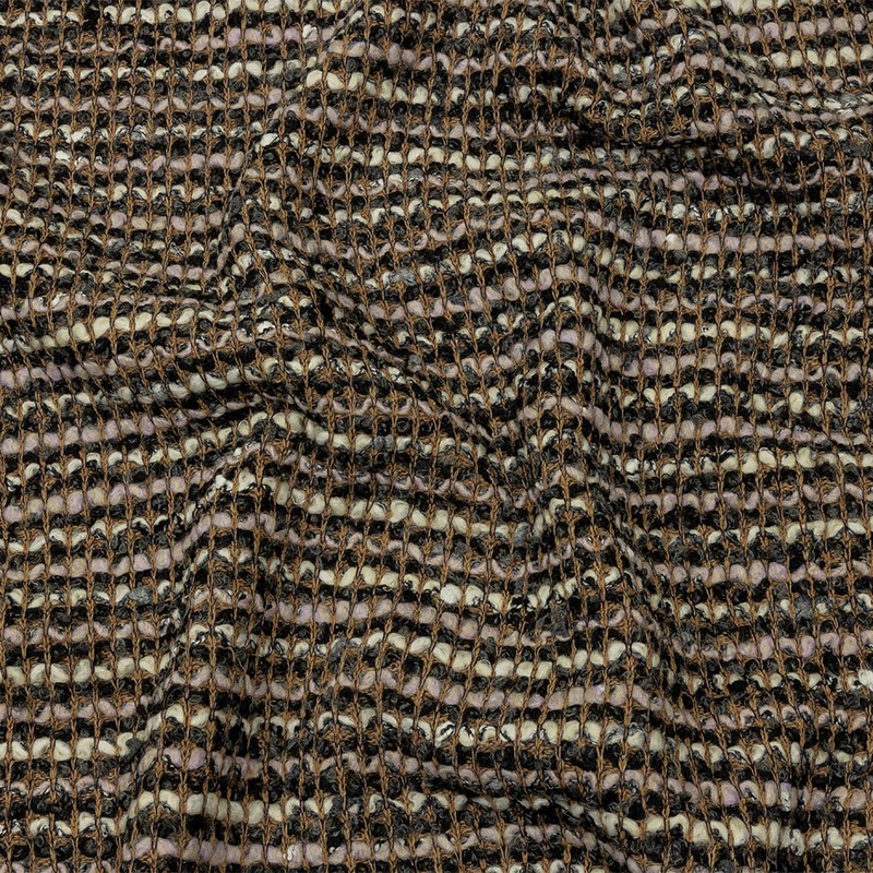 Beige, Cream and Charcoal Boucle Stripes Chunky Wool Blend Sweater Knit