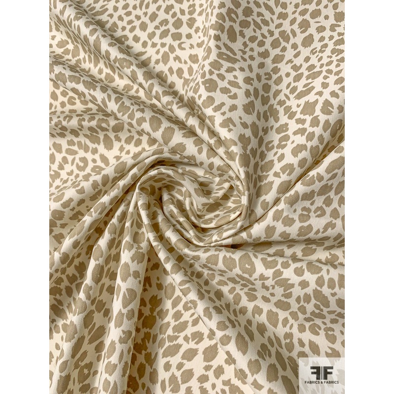 Cheetah Printed Cotton Twill – Ecru / Ivory Fabric by the Yard