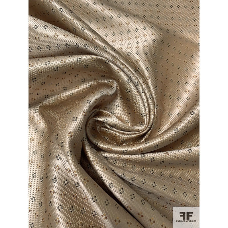 Diamond Dot Silk Necktie Jacquard Brocade – Gold / Turmeric / Black / Grey Fabric by the Yard