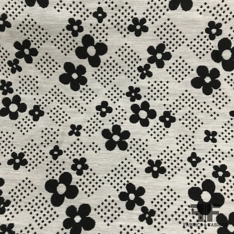 Floral Reversible Brocade – Black/White Fabric by the Yard