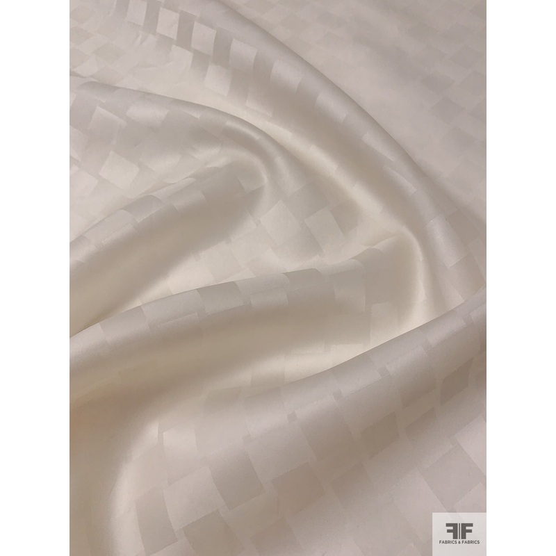 Geometric Jacquard Satin Face Organza – Off-White Fabric by the Yard