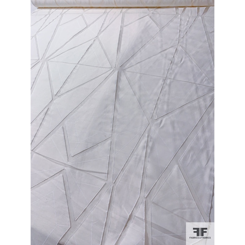Italian Large Scale Prism Cotton Fil Coup on Polyester Organza – Ivory Fabric by the Yard