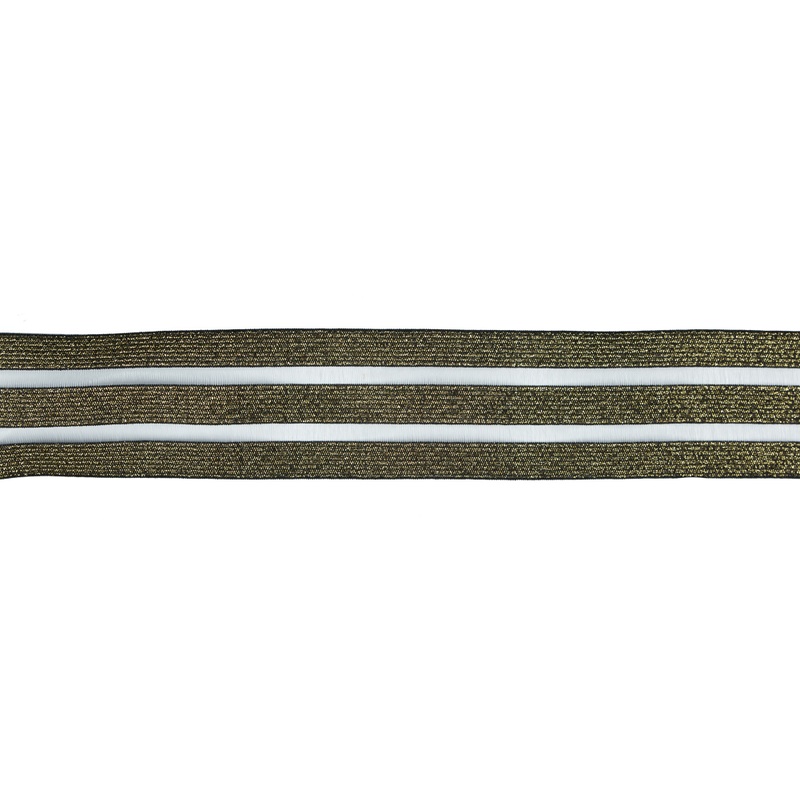 Italian Metallic Gold Elastic Trim with Sheer Stripes – 2″