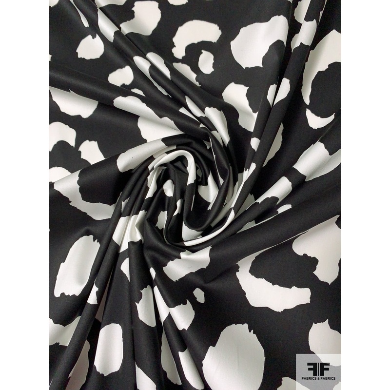 Jaguar Printed Stretch Cotton Sateen Panel – Black / White Fabric by the Panel