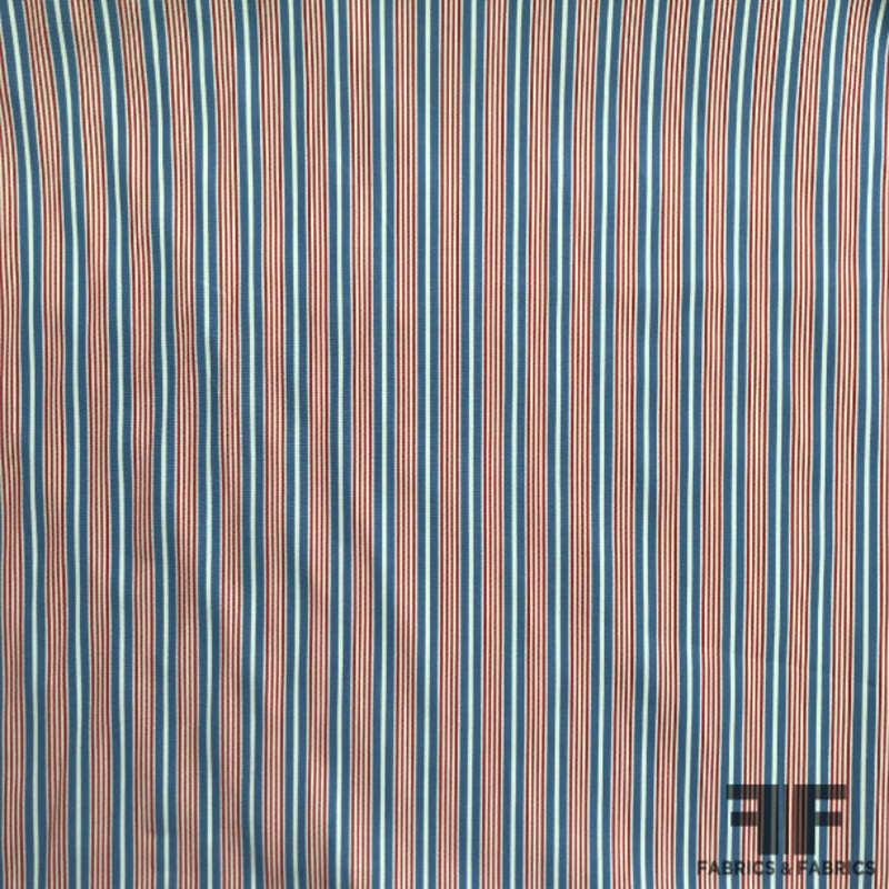 Striped Cotton Shirting – Red/White/Blue Fabric by the Yard