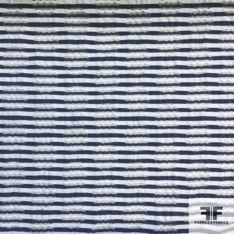 Striped Novelty Cotton – Navy/White Fabric by the Yard