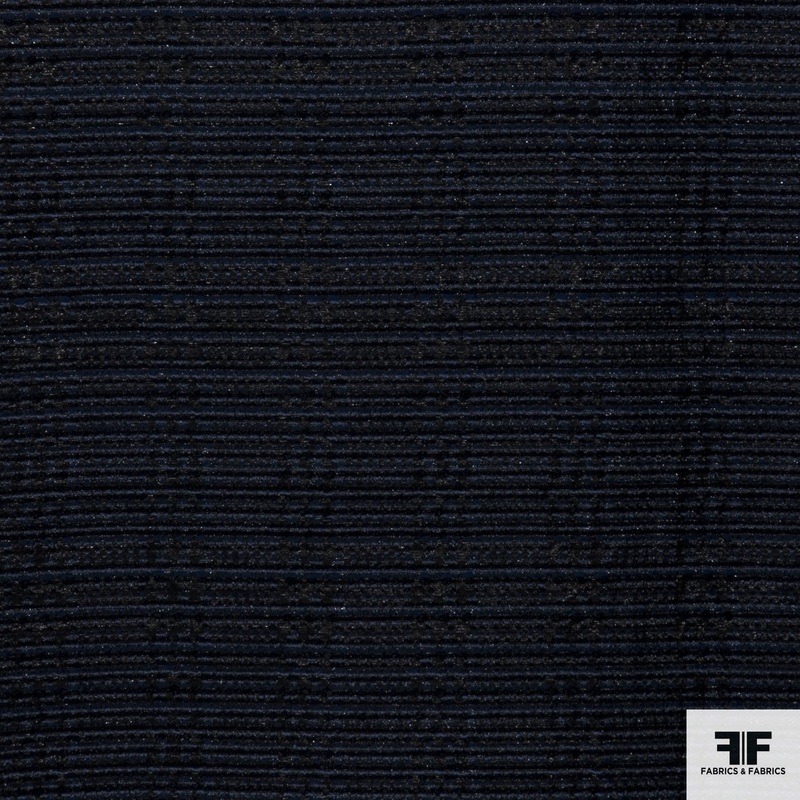 Textured Striped Suiting – Blue/Navy/Black Fabric by the Yard
