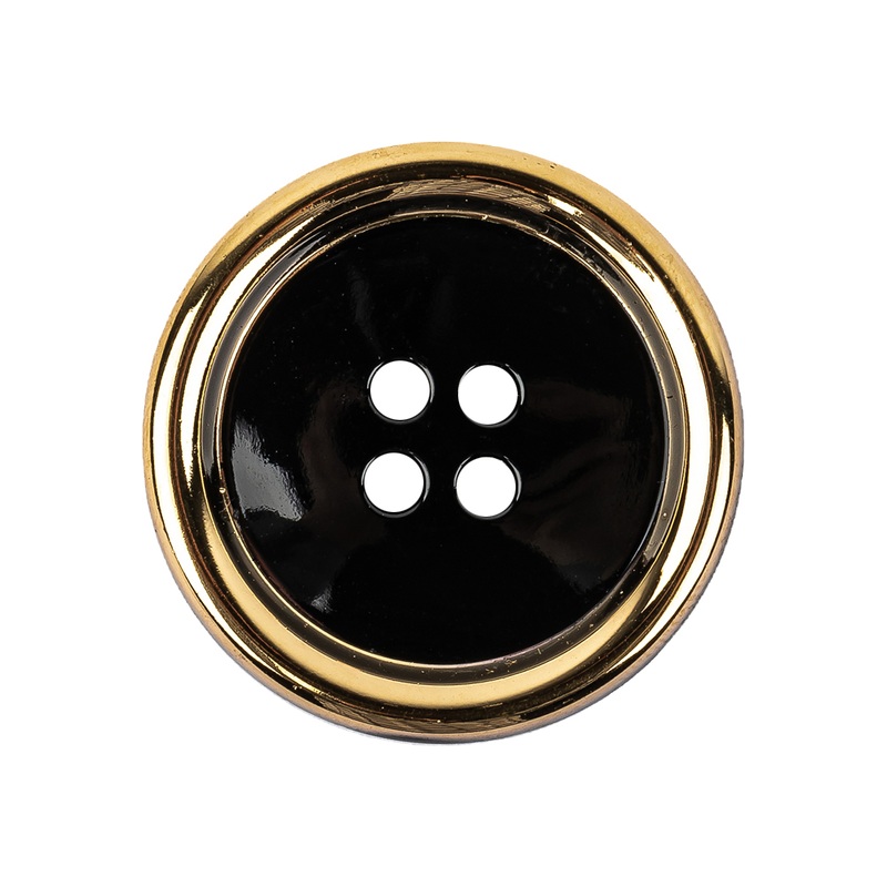 Black and Gold Edged 4-Hole Glass Button – 42L/27mm