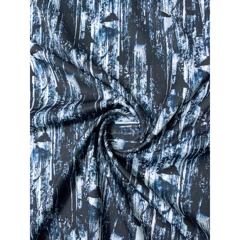 Dark Night Striations Printed Scuba – Navy / White Fabric by the Yard