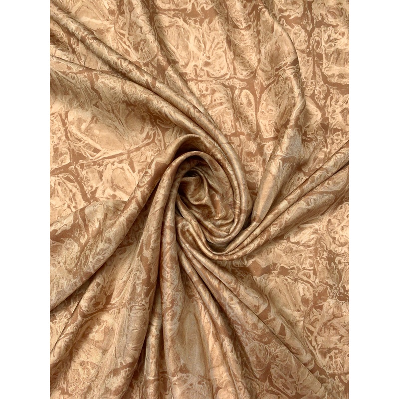 Italian The Row Abstract Printed Silk Twill – Tan / Beige Fabric by the Yard