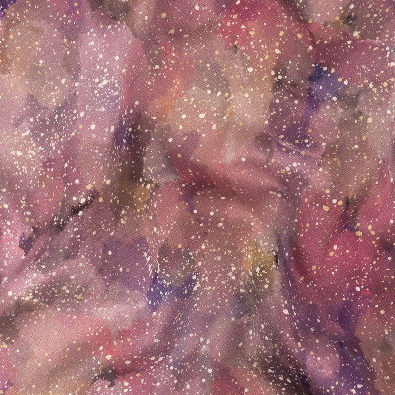 Stretch Cotton Sateen – Pink, Purple and White Abstract – Hope Spotted Print – Mood Exclusive Wisteria Collection
