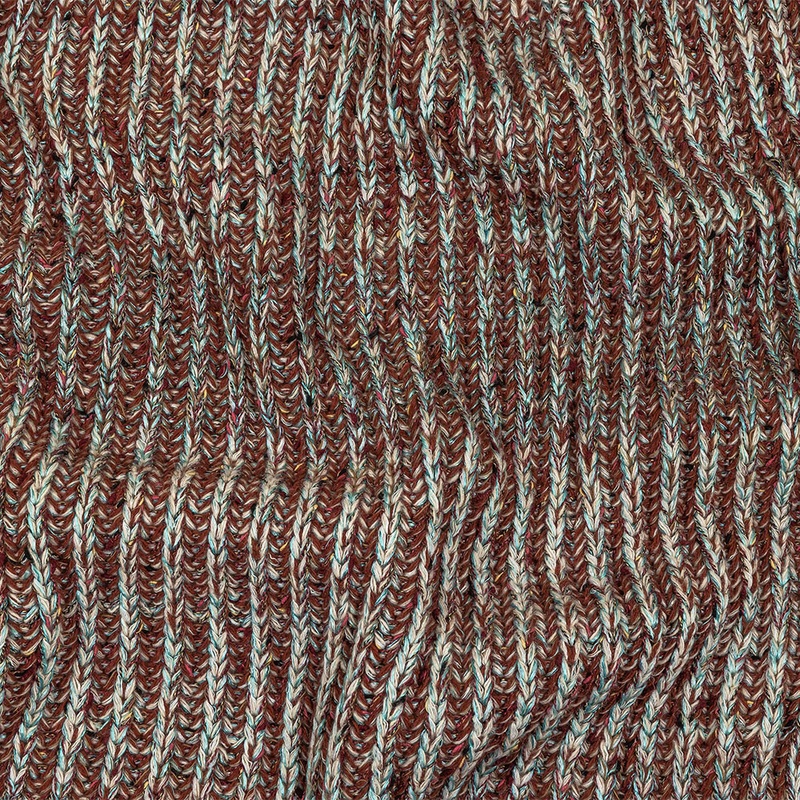 Tanager Turquoise, Rust Orange and Striped Mustard Chunky Sweater Knit