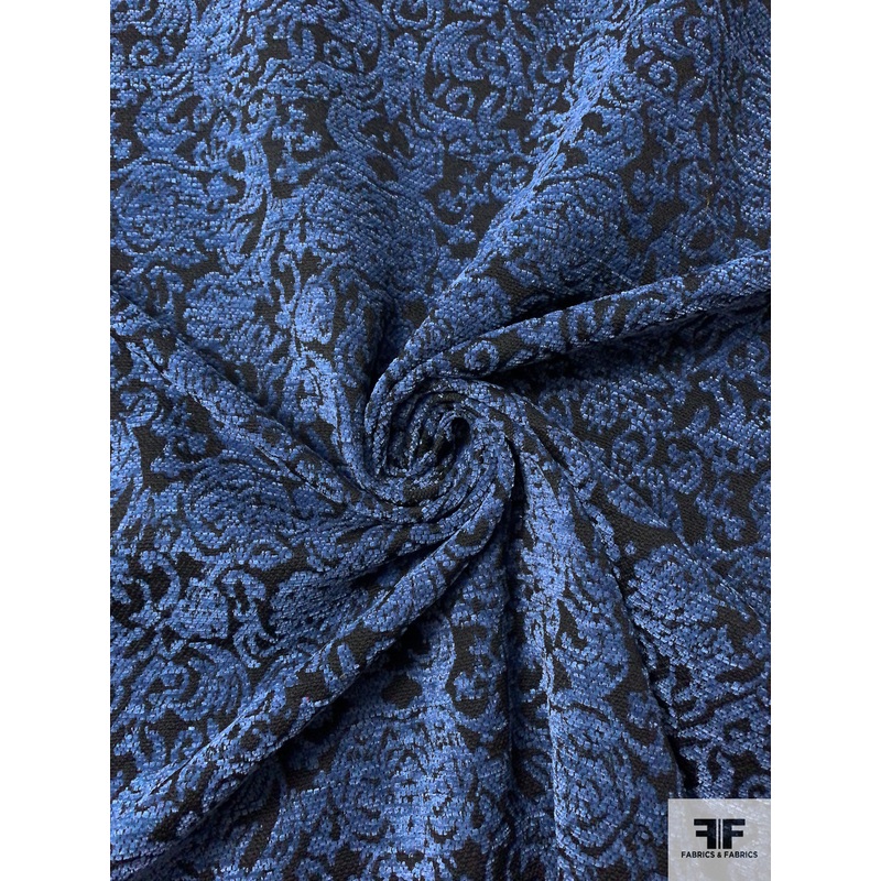 Damask-Like Tapestry-Look Brocade – Blue / Navy Fabric by the Yard