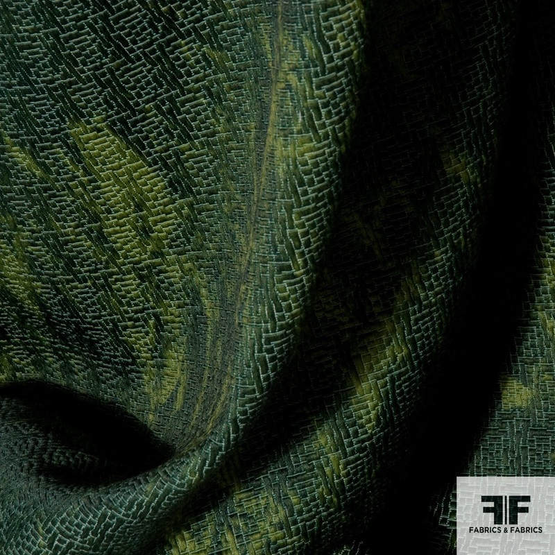 Geometric Woven Brocade – Green Fabric by the Yard