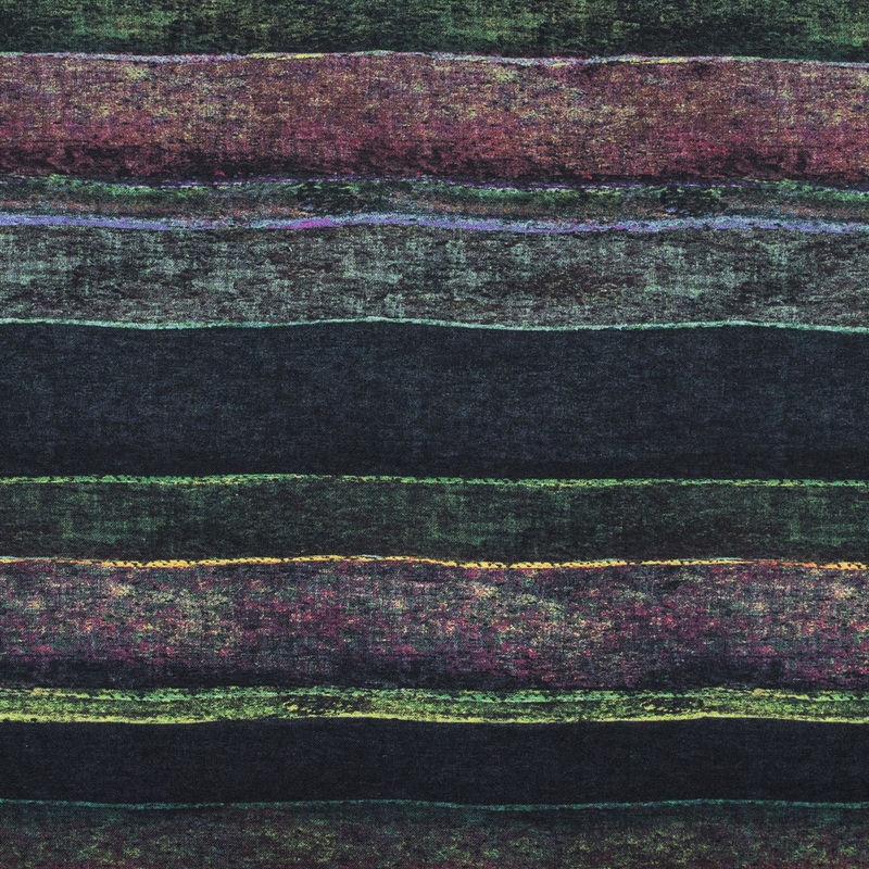 Green and Fuchsia Abstract Printed Paneled Wool Twill