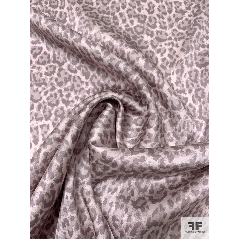 Leopard Printed Stretch Silk Charmeuse – Shades of Taupe Fabric by the Yard
