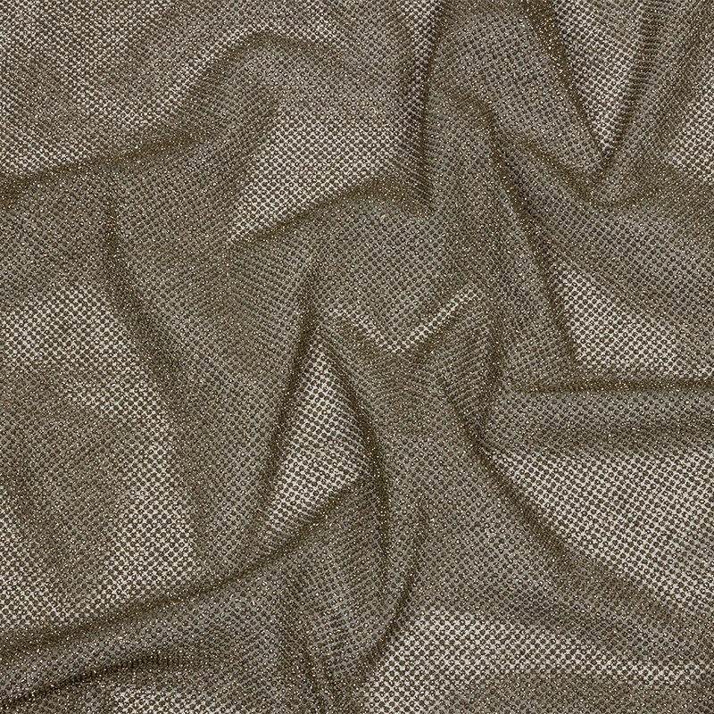 3D Puffy Glitter Tulle – Mink and Bronze Packed Polka Dots