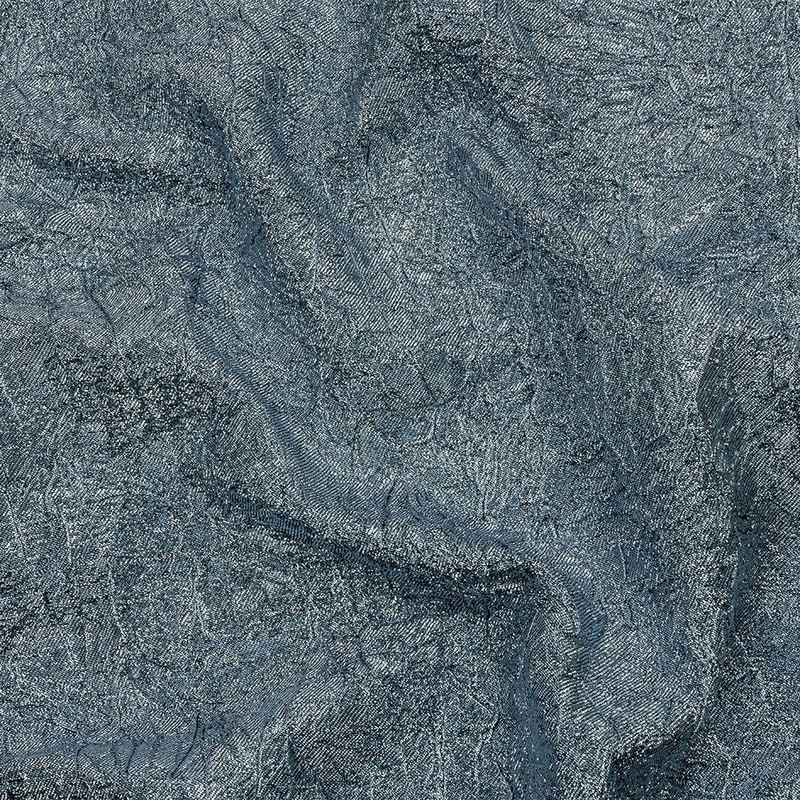 Astrolabe Metallic Pale Blue Crinkled Luxury Brocade with Black Backing