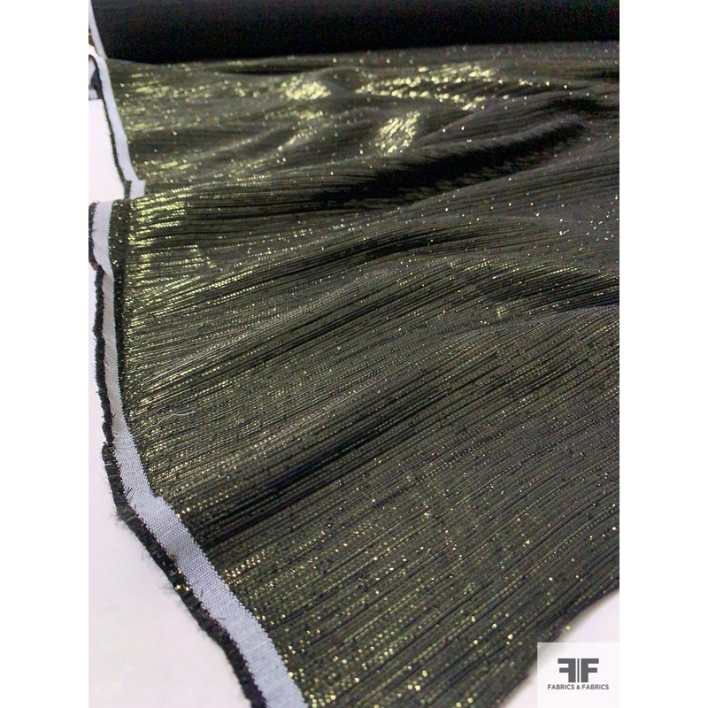 Italian Soft Ottoman Lam – Metallic Hunter Green / Black Fabric by the Yard