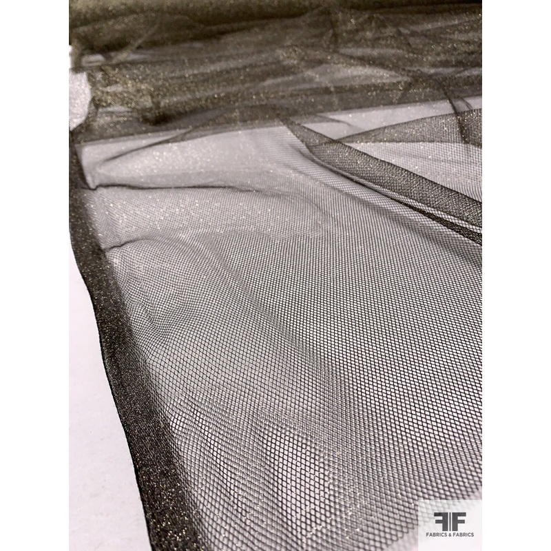 Made in England Metallic Tulle – Antique Gold / Black Fabric by the Yard