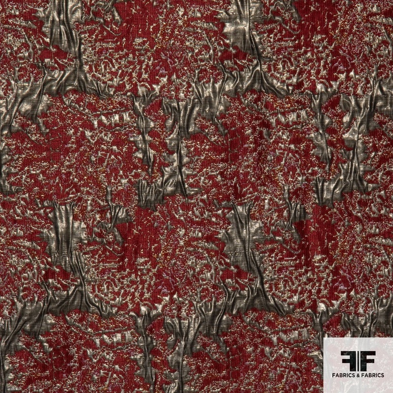 Metallic Abstract Brocade – Red/Gold Fabric by the Yard