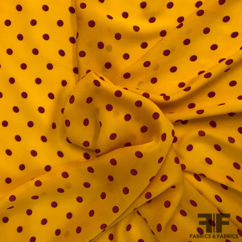 Polka Dot Silk Georgette – Tangerine/Magenta Fabric by the Yard