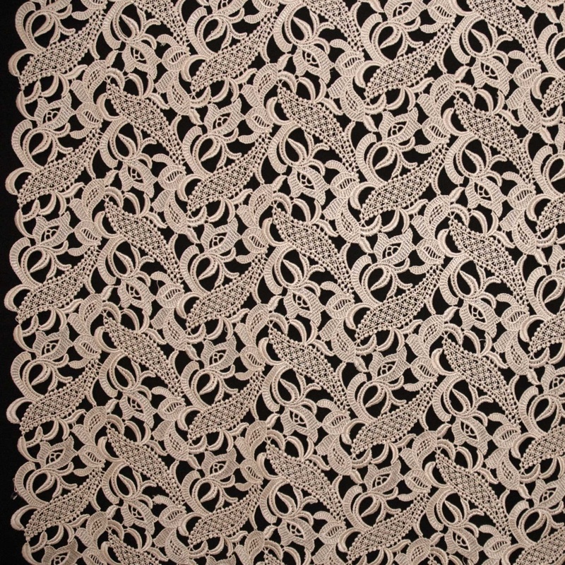 Floral Arabesque Guipure Lace – Sand Fabric by the Yard