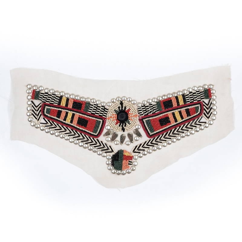Italian Multicolor Tribal Beaded Applique – 5.5″ x 13″