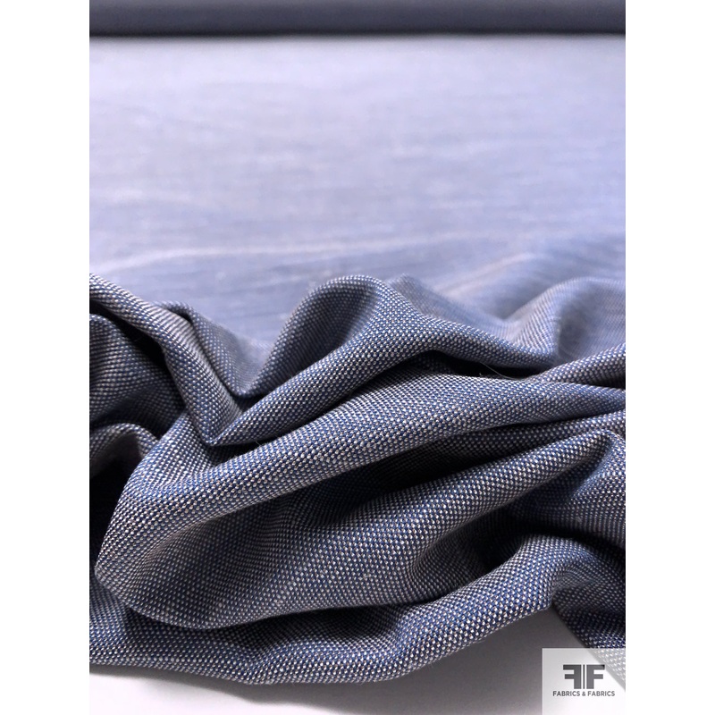 Italian Stretch Cotton Oxford – Denim Blue Fabric by the Yard