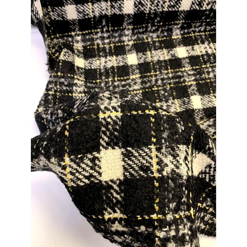 Veronica Beard Virgin Wool Jacket Weight Boucle Tweed with Lurex – Black / Ivory / Yellow Fabric by the Yard