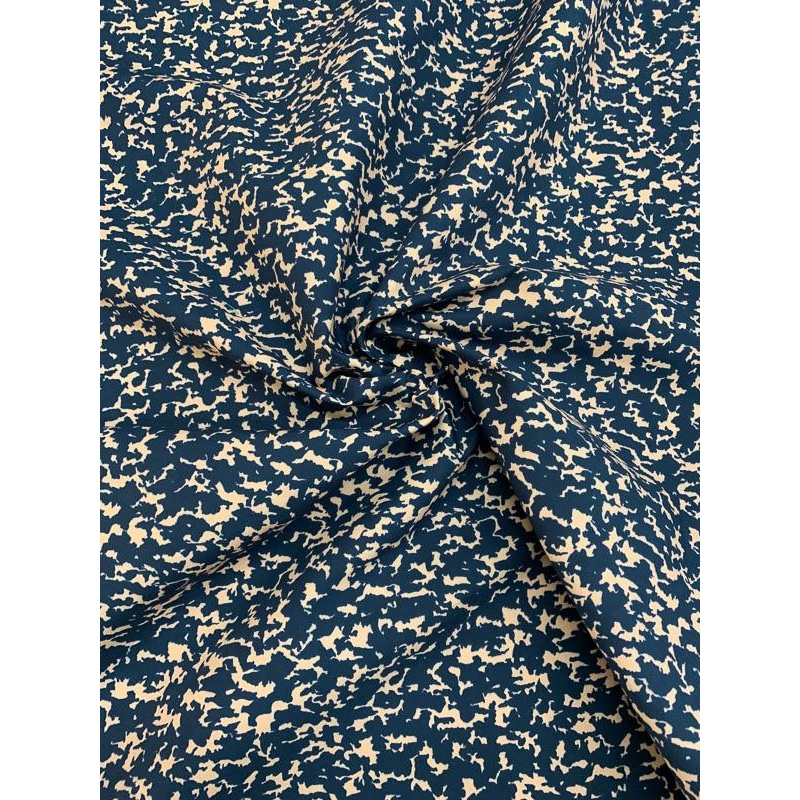 Italian Abstract Printed Cotton Poplin – Navy / Pink Fabric by the Yard