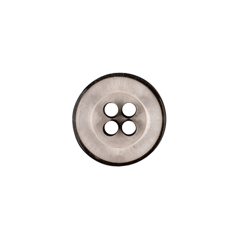 Italian Transparent and Black 4-Hole Tire Rimmed Jacket Button – 24L/15mm