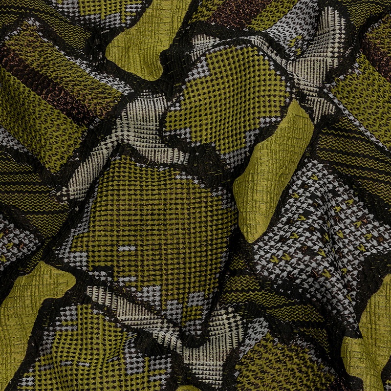 Metallic Black and Yellow Abstract Patchwork Luxury Brocade