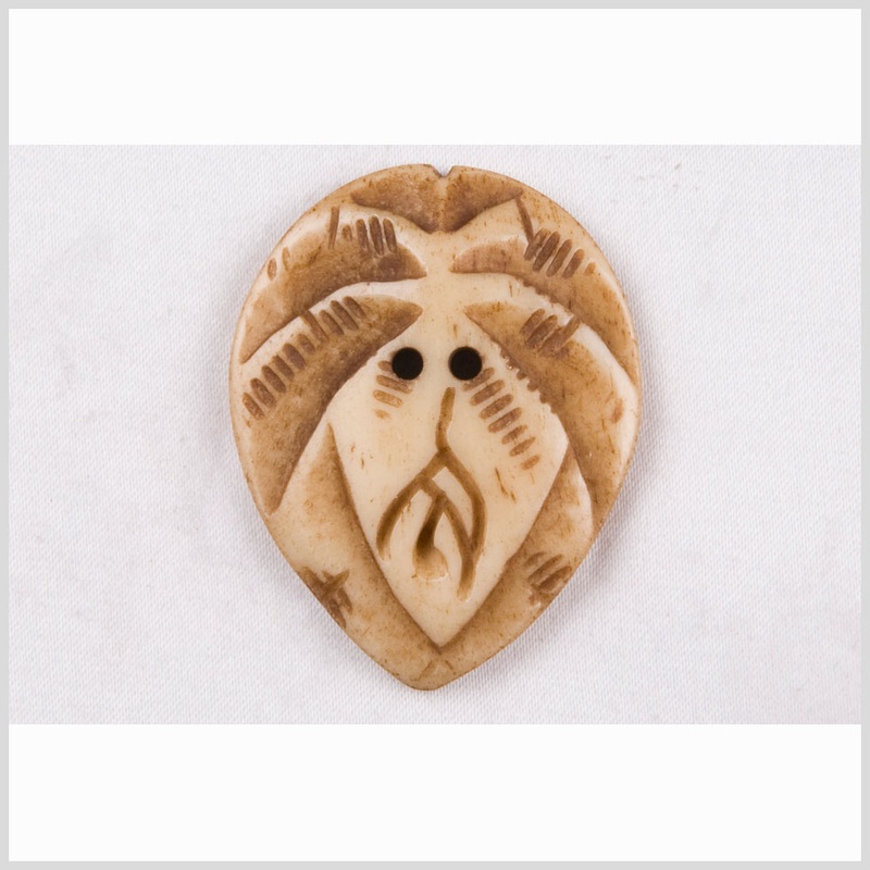 Natural Bone Abstract Leaf-Shaped 2-Hole Button – 66L/42mm