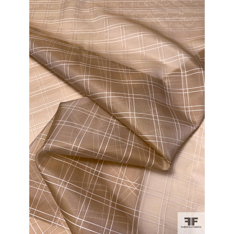 Plaid Yarn-Dyed Heavy Silk Organza – Biscotti Beige / Antique-Gold Fabric by the Yard