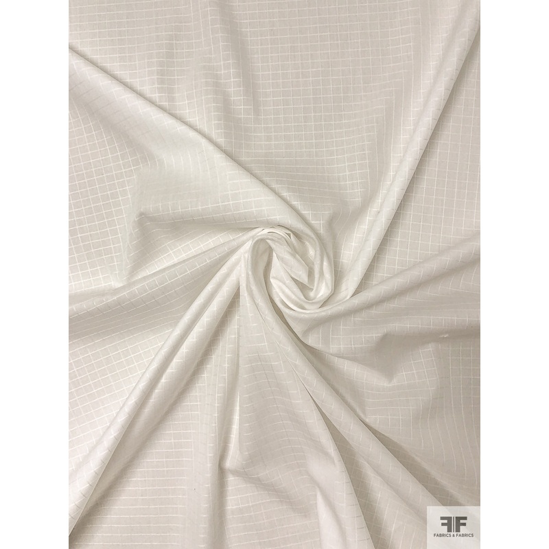 Small Windowpane Cotton Lawn – Off-White Fabric by the Yard