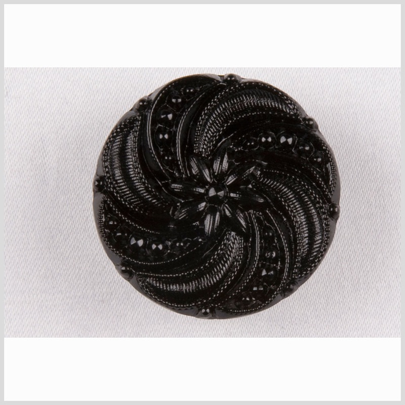 Black Floral and Swirl Glass Button – 28L/18mm