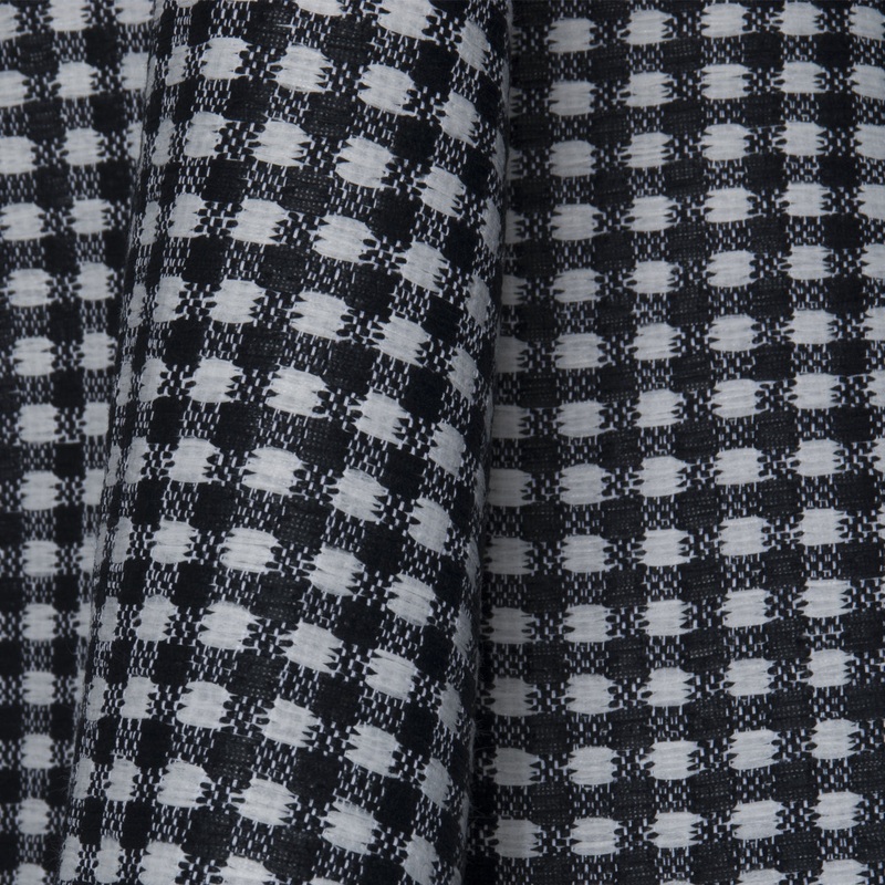 Gingham Raffia Novelty – Black/White Fabric by the Yard