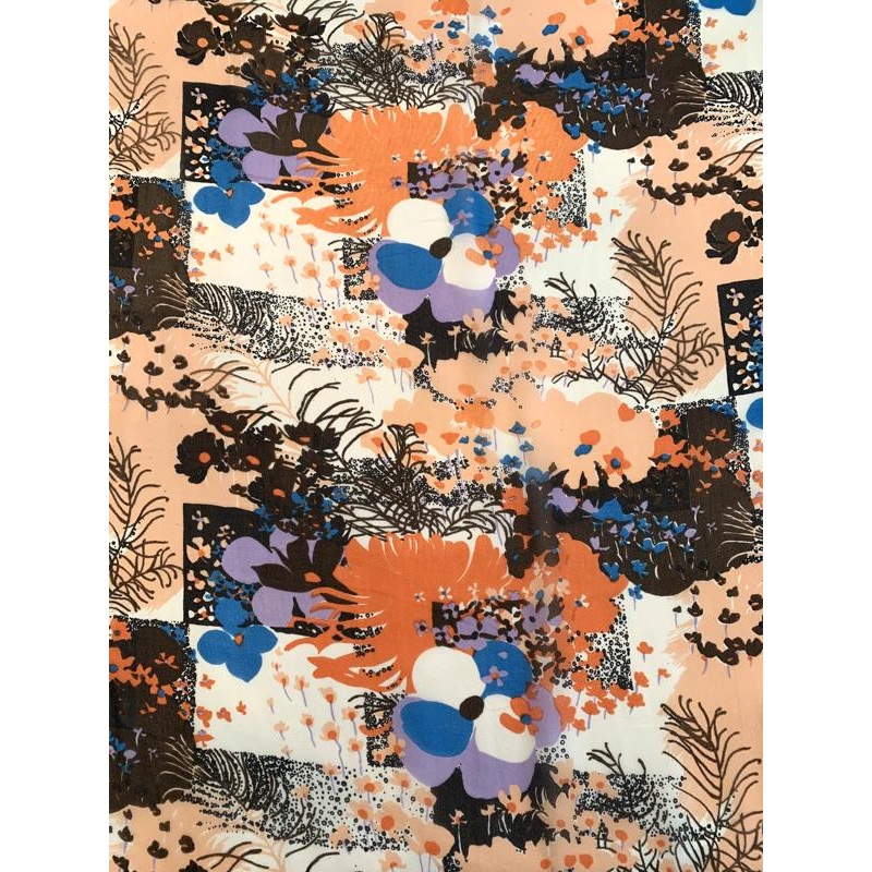 Groovy Collage Printed Silk Chiffon – Orange / Blue / Peach / Multi Fabric by the Yard