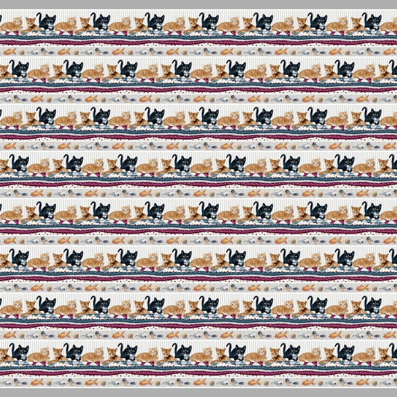 Quilted Kitties Gray Multi