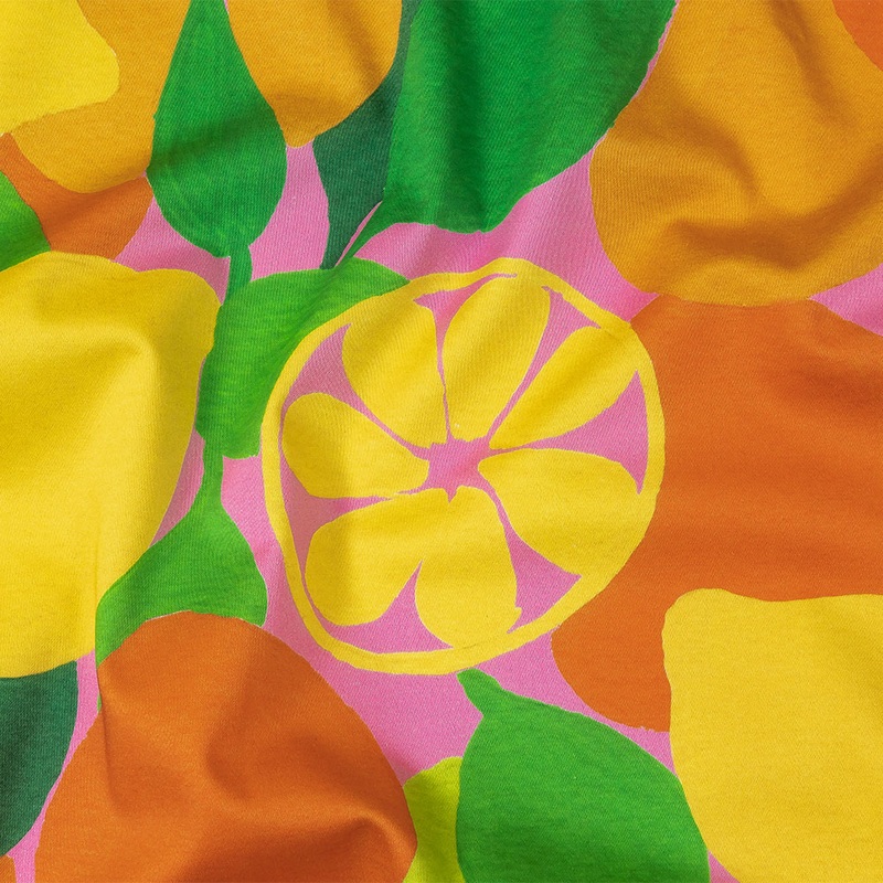 Stretch Cotton Sateen – Citrus Fruits – Zest Friends Print – Mood Exclusive Citrus Collection